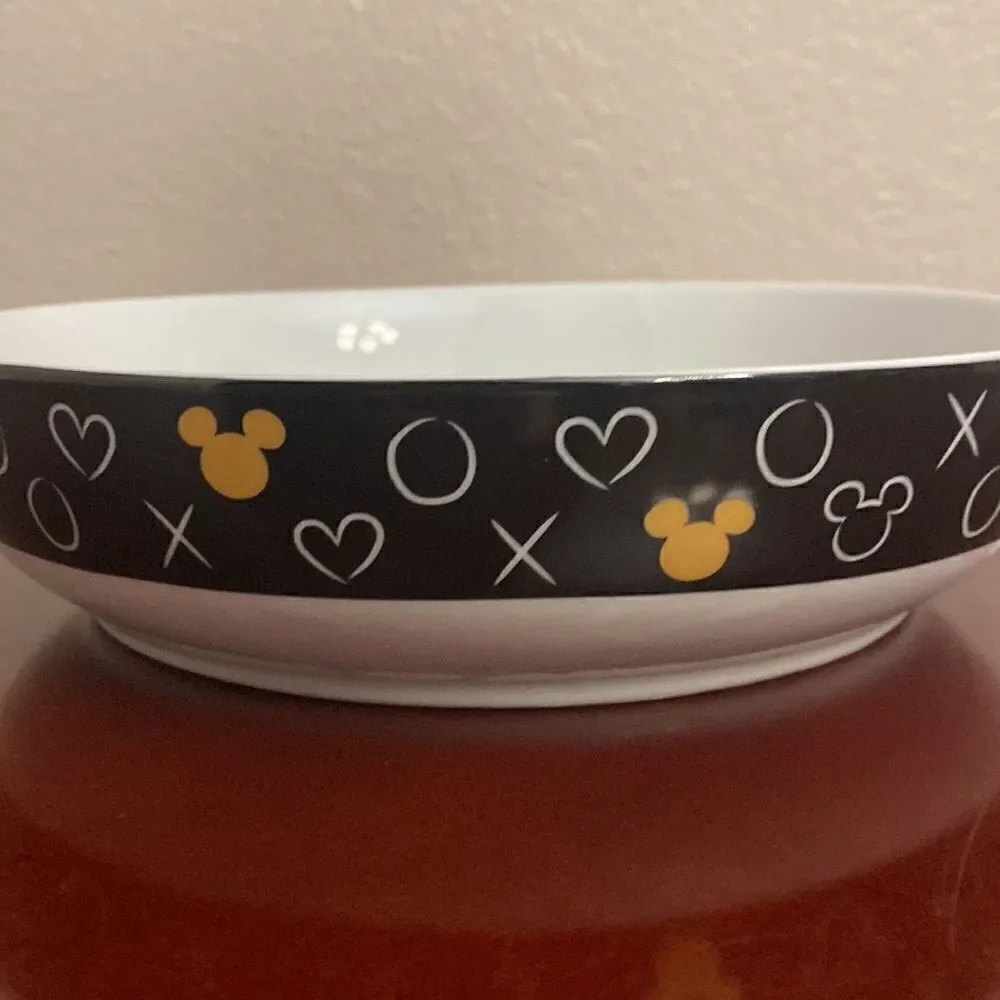 🖤🌟 Disney Mickey Mouse XO Hearts Love Ceramic Dinner Bowl Appetizer Pasta
